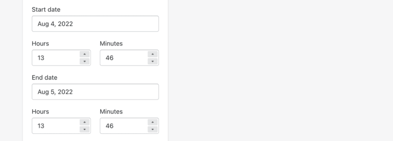 set your countdown timer start and end dates