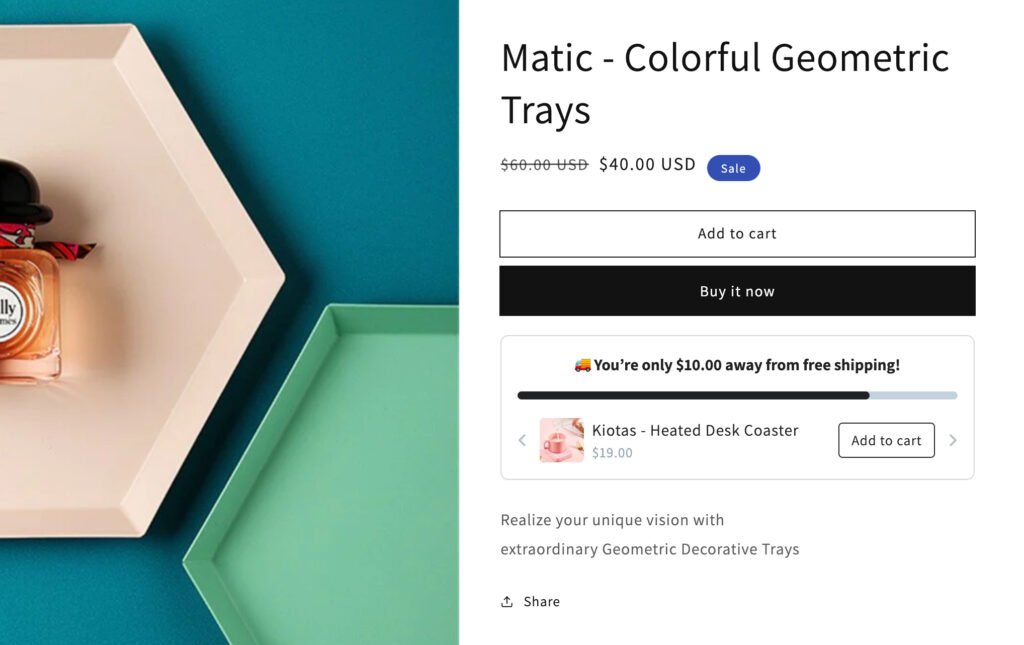 essential free shipping bar on the product page