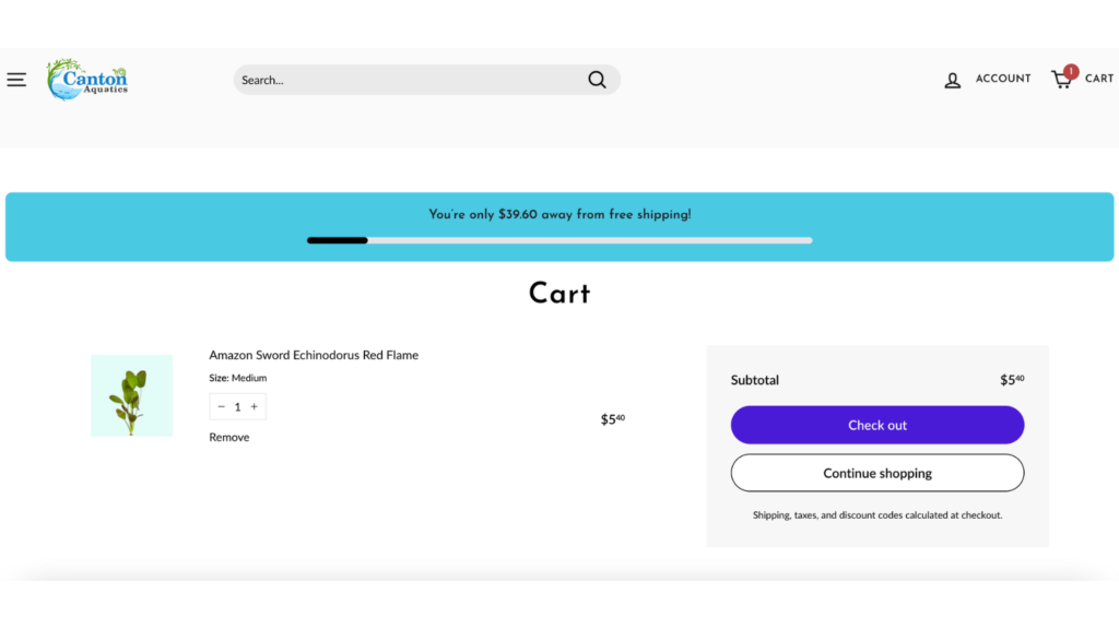 cart page free shipping banner example