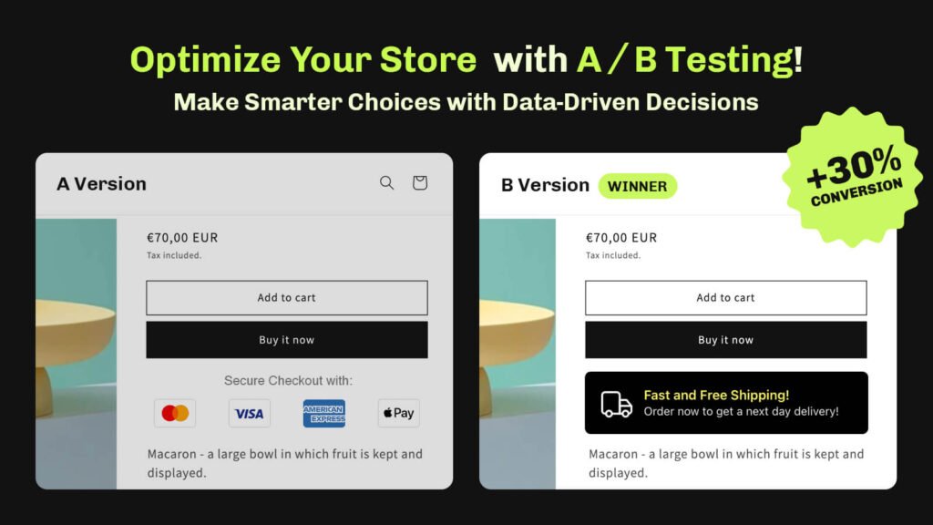 shopify a/b split testing app