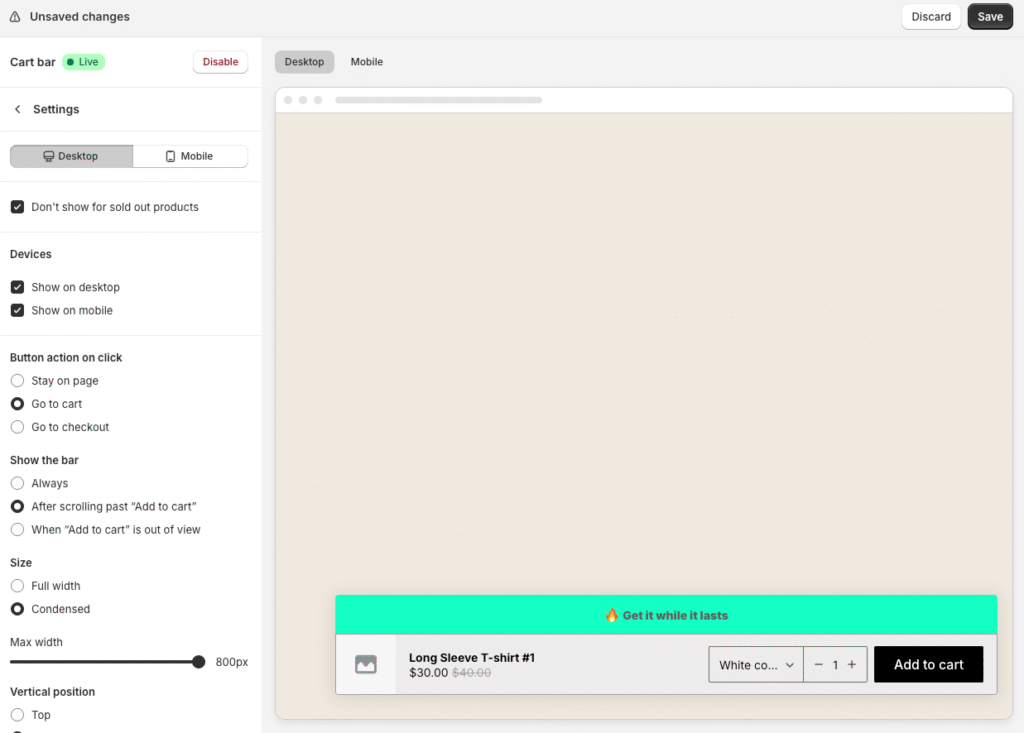 what is sticky add to cart and how to add it
